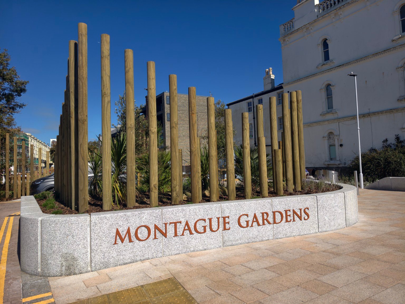 New planting and timber features at Montague Gardens in Worthing