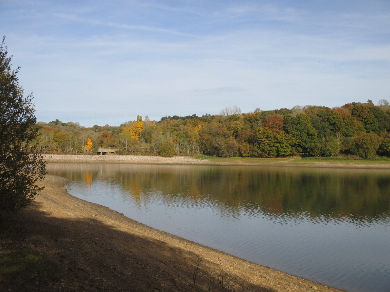 Ardingly Reservoir in West Sussex viewed from the north bank on 31 October 2016; archive photograph, not October 2026 water levels.