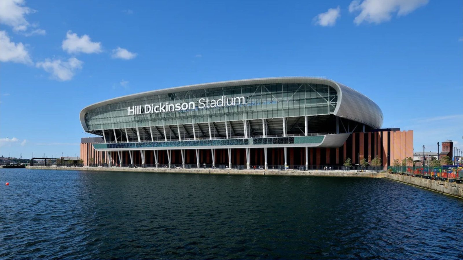 Hill Dickinson Stadium at Bramley Moore Dock in Liverpool on 27 August 2025; archive venue photograph, not the Everton–Chelsea match in October 2026.