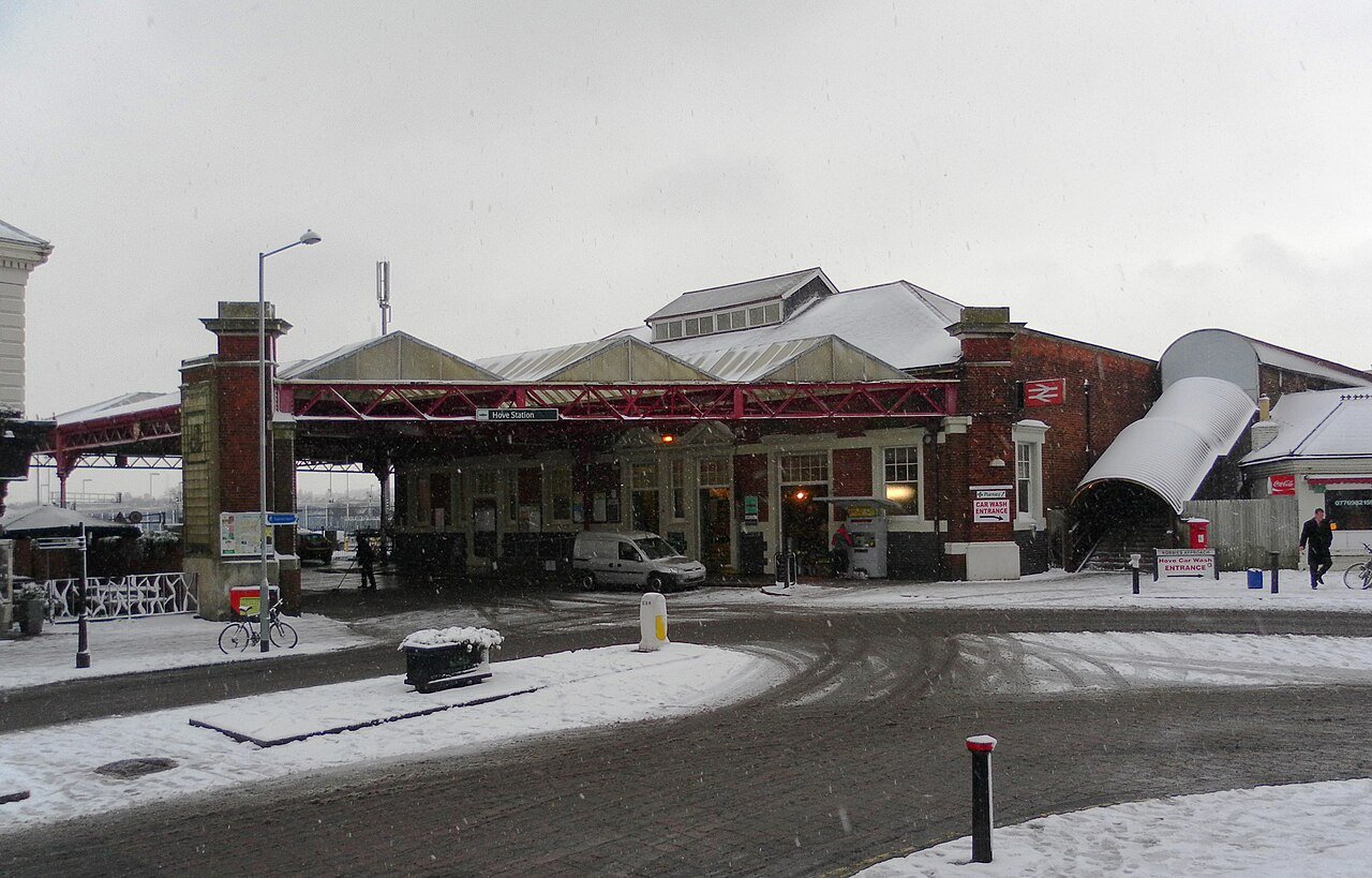 Hove railway station main building at Goldstone Villas, photographed on 18 January 2013. Archive photograph, not the October 2026 roadworks.
