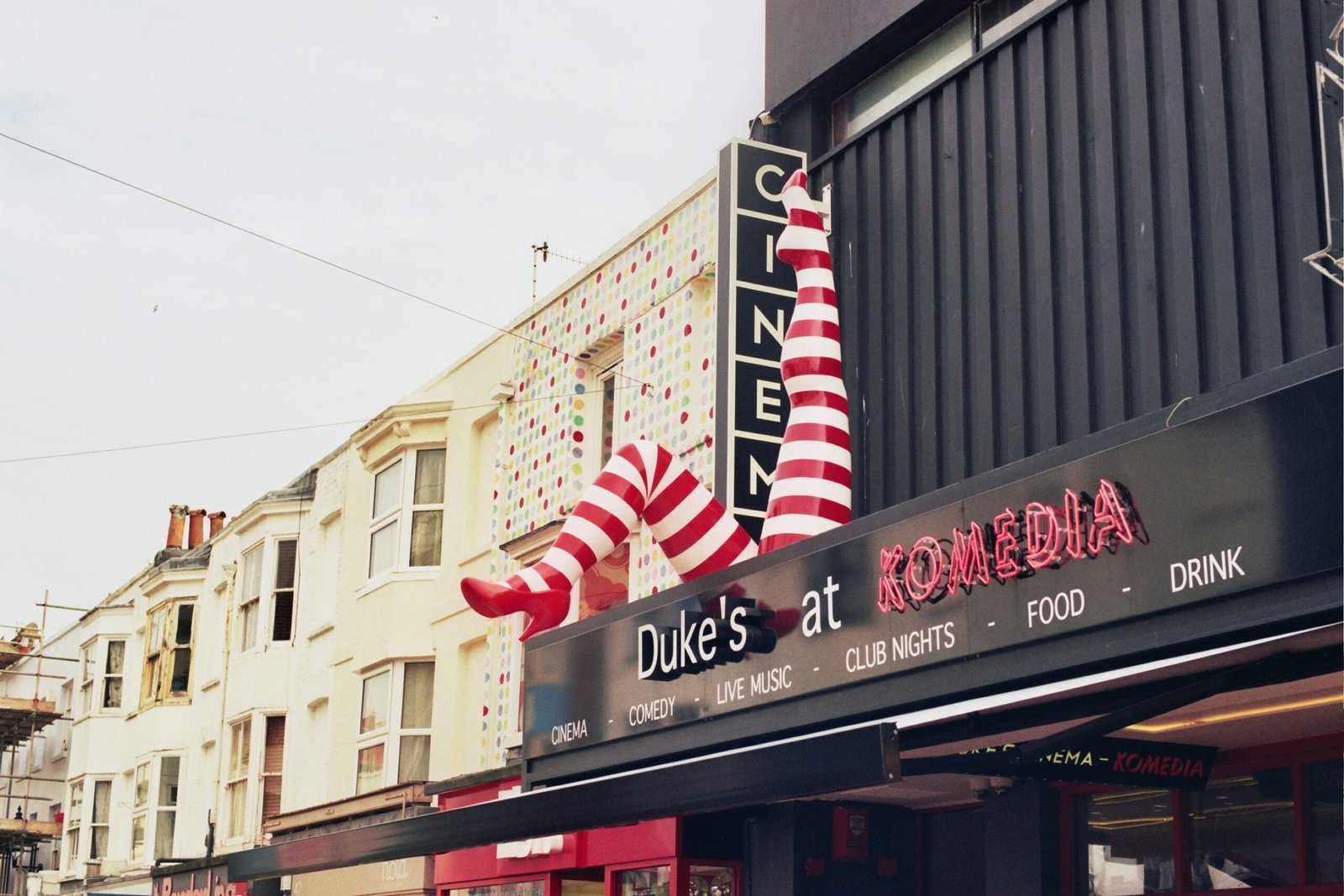 Komedia Brighton frontage on Gardner Street, with its distinctive giraffe decoration, photographed on 22 March 2013.