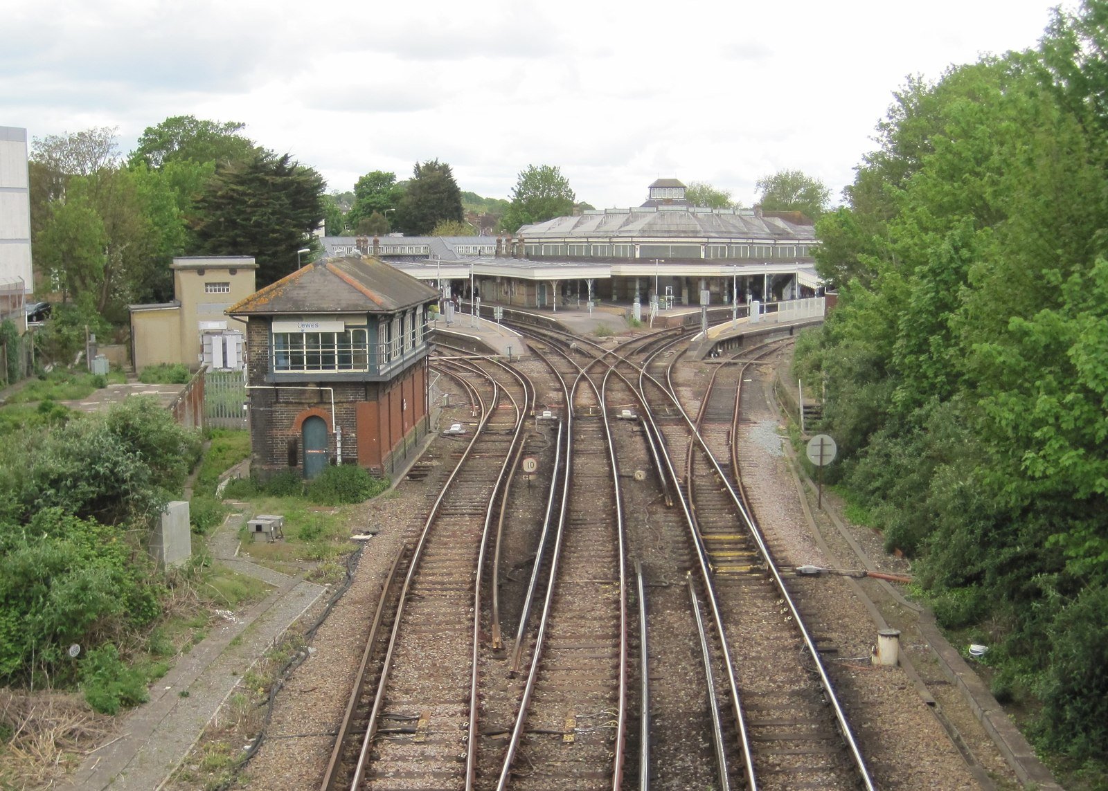 Archive photograph of Lewes railway station in East Sussex on 20 May 2015, not the November 2026 Bonfire travel restrictions.