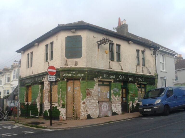 The closed Montreal Arms pub at Albion Hill and Montreal Road in Hanover, Brighton, photographed in August 2023