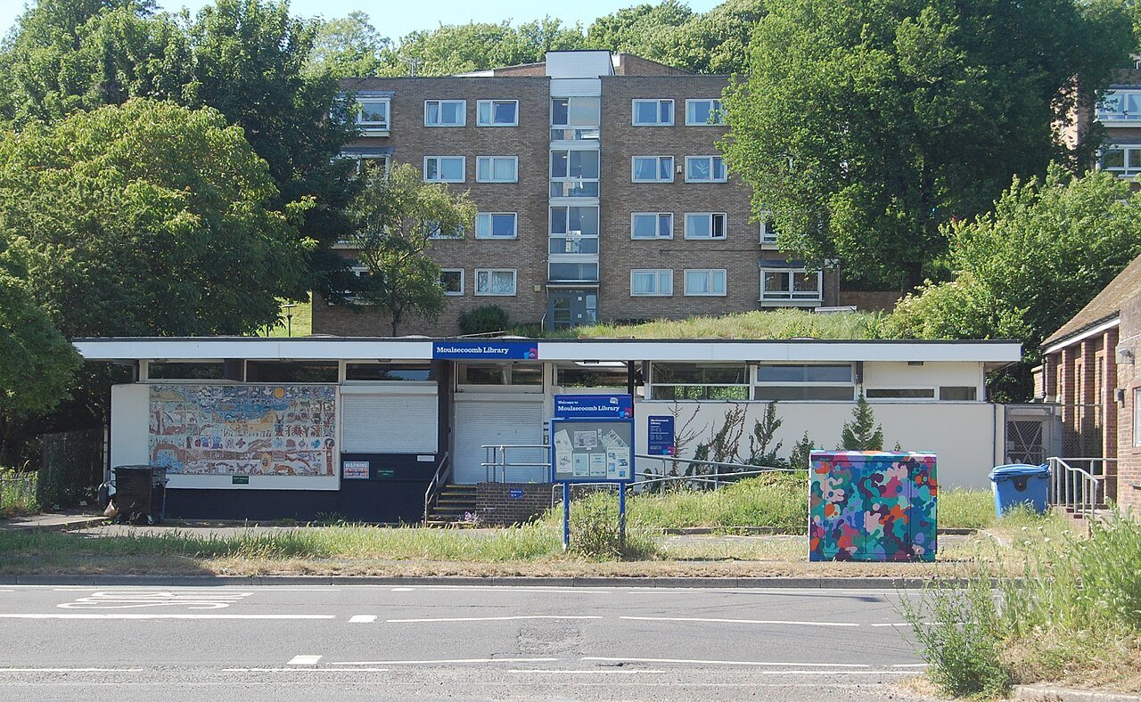 Moulsecoomb Library in Brighton, photographed on 25 May 2020. Archive venue photograph.